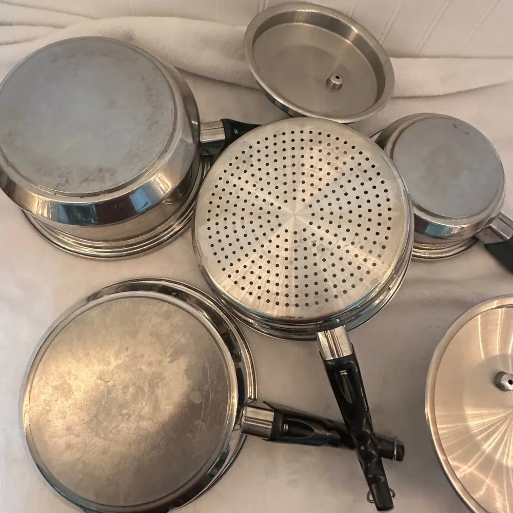 Kitchen Craft by Westbend Cookware Set Silver Multi-Ply Stainless Steel 6pc Vntg